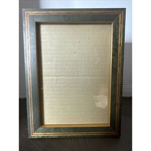 VTG Dark Green Wood Picture Frame W/ Inlay Accent  5x7" Taiwan